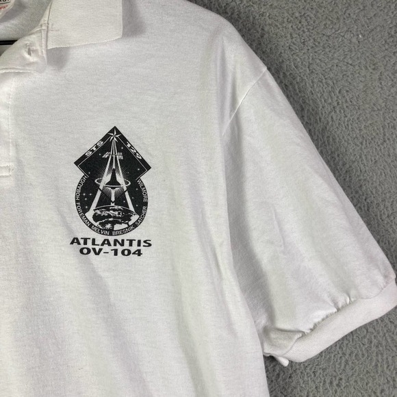 NASA STS-129 Atlantis Space Shuttle Shirt Collared Mens Size Large Graphic White - Picture 7 of 9
